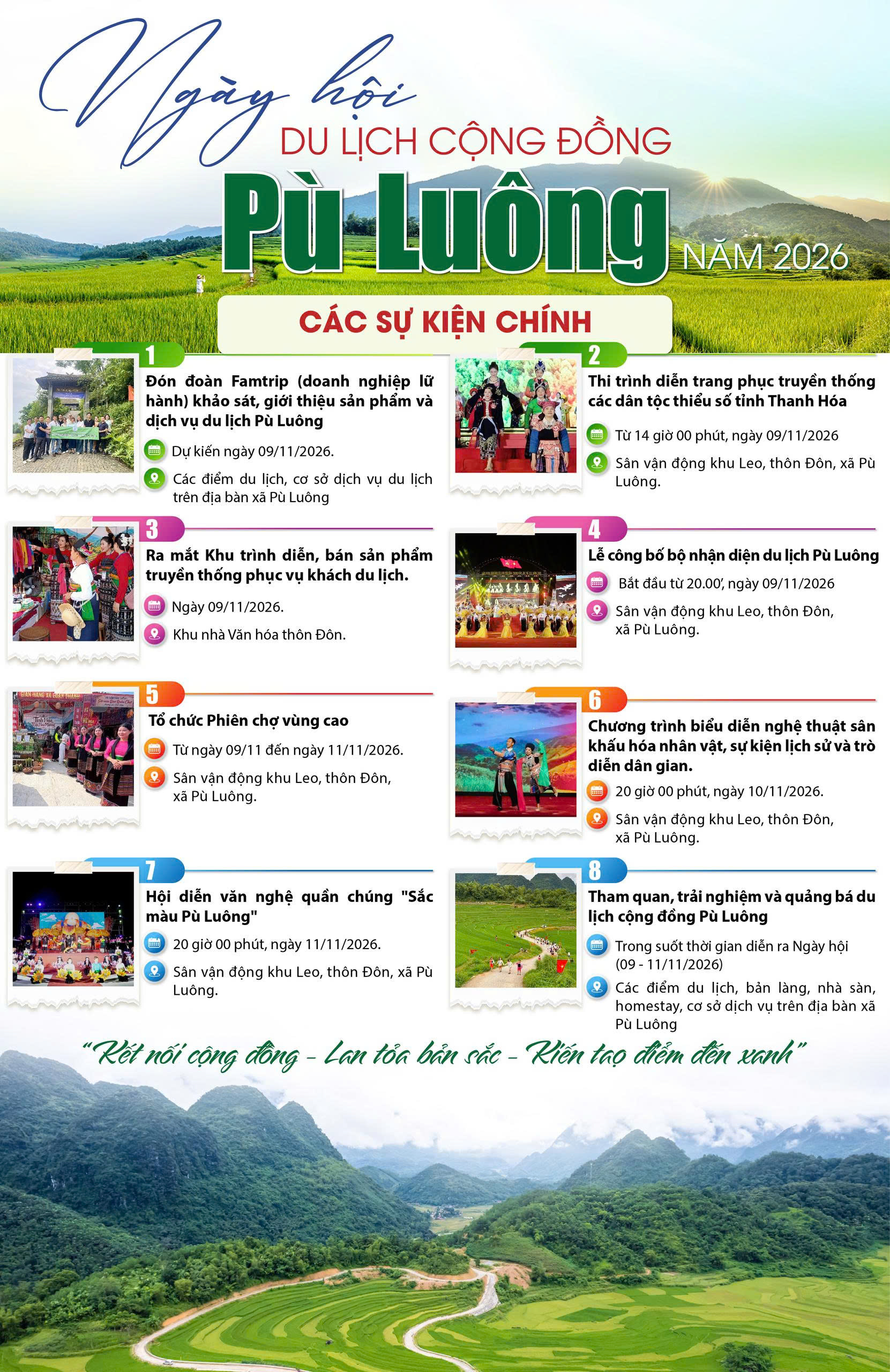 Ngày hội Du lịch cộng đồng Pù Luông năm 2026 "Kết nối cộng đồng, lan tỏa bản sắc"